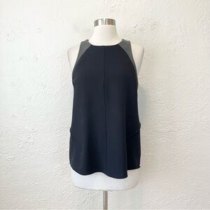 Rag & Bone Tank Top Black Faux Leather Trim Medium M